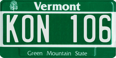 VT license plate KON106