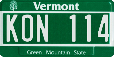VT license plate KON114