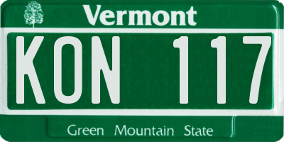 VT license plate KON117