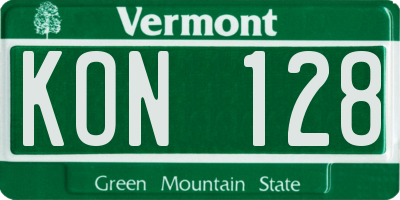 VT license plate KON128