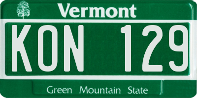 VT license plate KON129