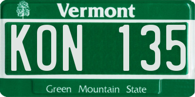 VT license plate KON135