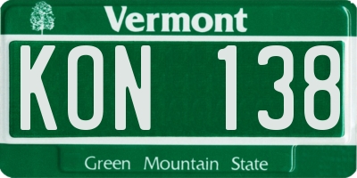 VT license plate KON138