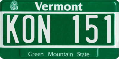 VT license plate KON151