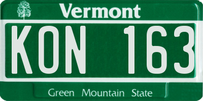 VT license plate KON163
