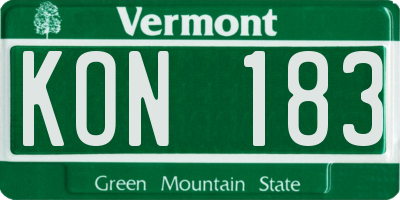 VT license plate KON183