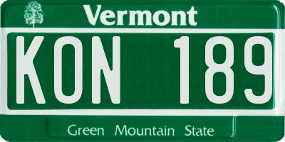 VT license plate KON189