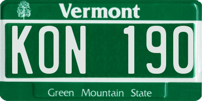 VT license plate KON190