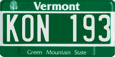 VT license plate KON193