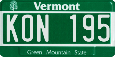 VT license plate KON195