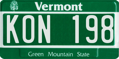VT license plate KON198