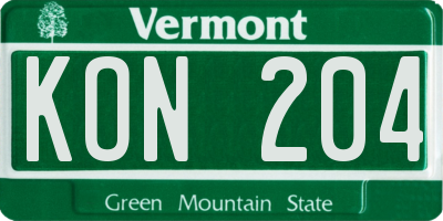 VT license plate KON204