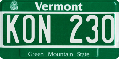 VT license plate KON230