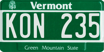 VT license plate KON235