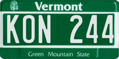 VT license plate KON244