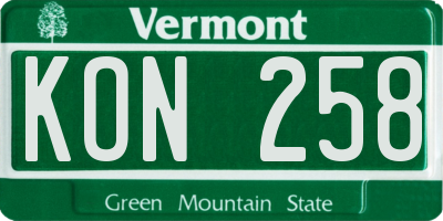 VT license plate KON258