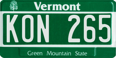 VT license plate KON265