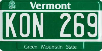 VT license plate KON269