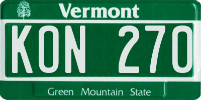 VT license plate KON270