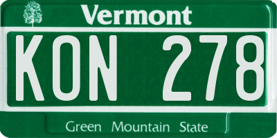 VT license plate KON278