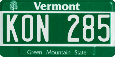 VT license plate KON285
