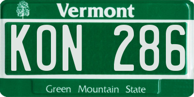 VT license plate KON286