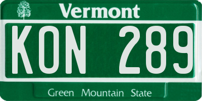 VT license plate KON289