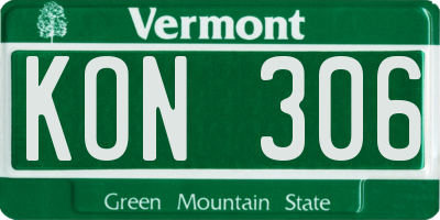 VT license plate KON306