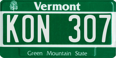 VT license plate KON307