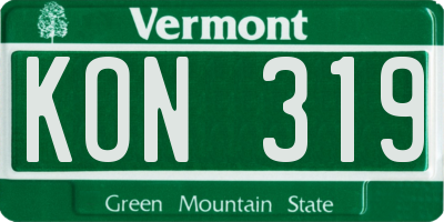 VT license plate KON319