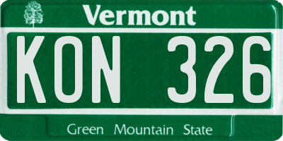 VT license plate KON326