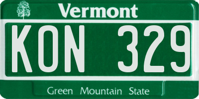 VT license plate KON329