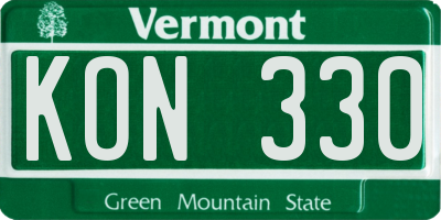 VT license plate KON330