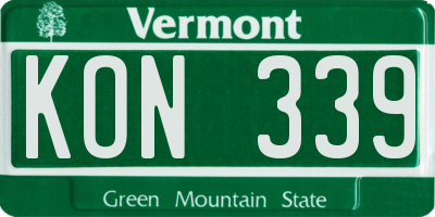 VT license plate KON339