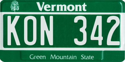 VT license plate KON342