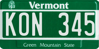 VT license plate KON345
