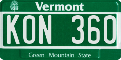 VT license plate KON360