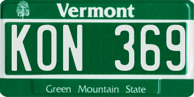 VT license plate KON369