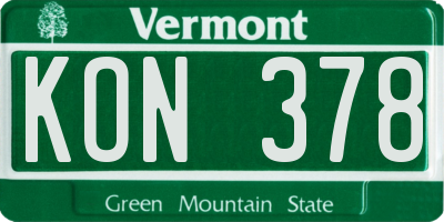 VT license plate KON378