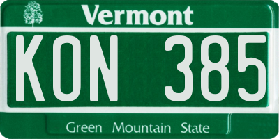 VT license plate KON385