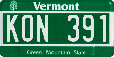 VT license plate KON391