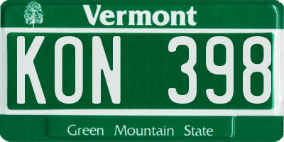 VT license plate KON398