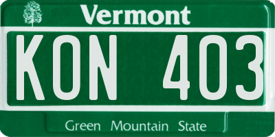 VT license plate KON403