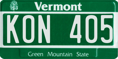 VT license plate KON405