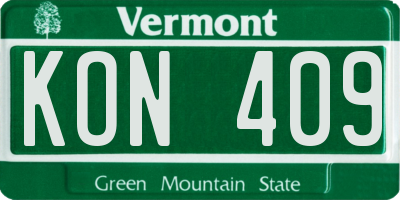 VT license plate KON409