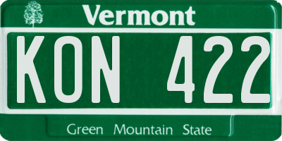 VT license plate KON422