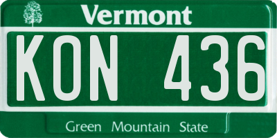 VT license plate KON436