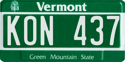 VT license plate KON437