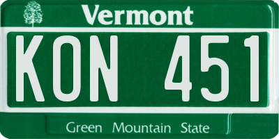 VT license plate KON451