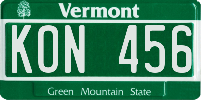 VT license plate KON456